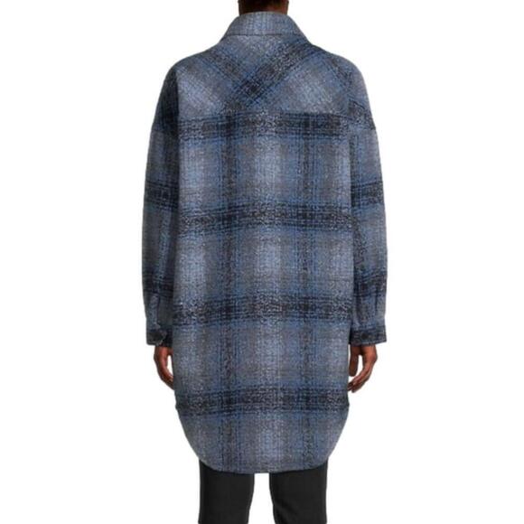 🚓 Britney Longline Shacket Blue Plaid Small - Picture 2 of 13